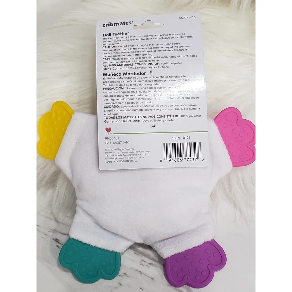 NEW Cribmates‎ UNICORN Doll Teether Toy Sensory Sound Baby Lovey Shower Gift